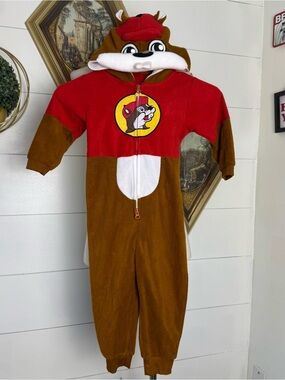 Buc-ees Bucees Mascot One Piece Pajamas with Hood Double Zipper Size 3T Costume
